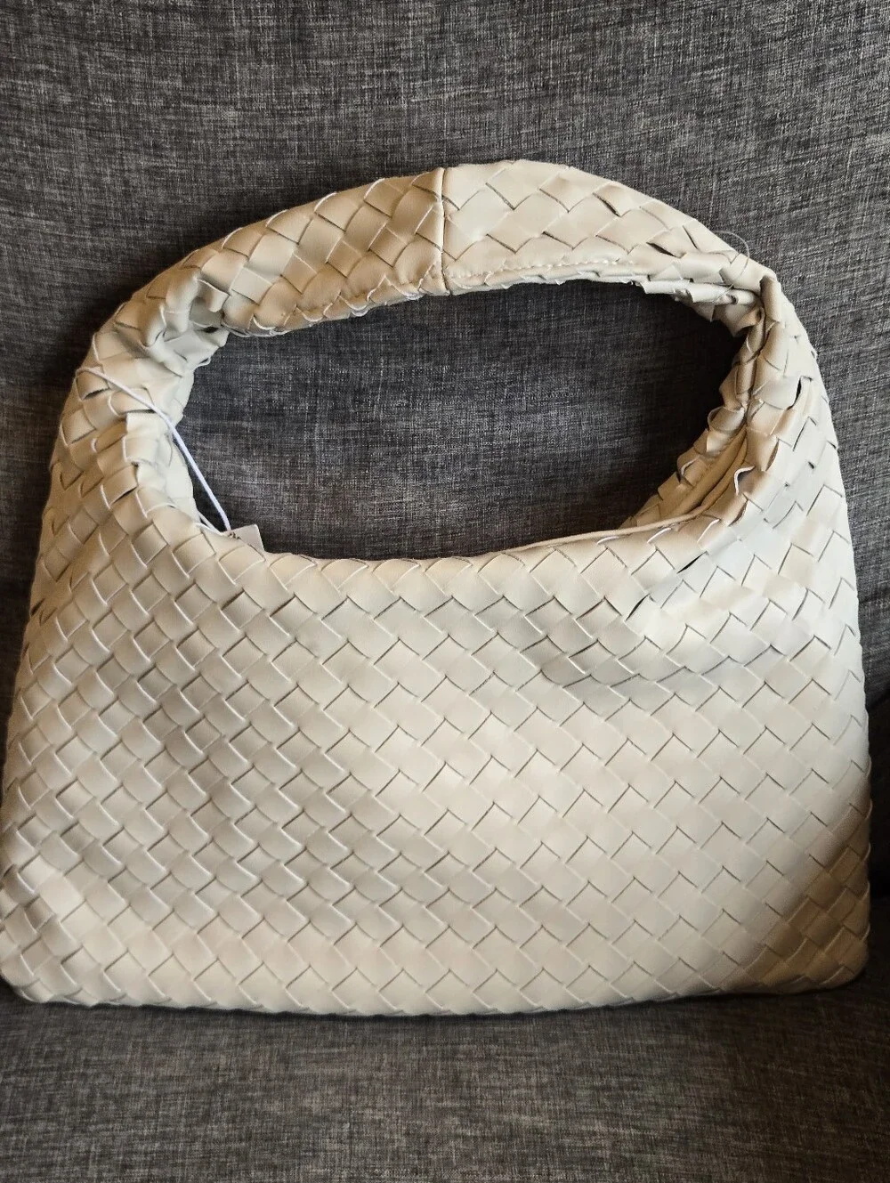 Nico & Olive Oatmilk Woven Leather Hobo Bag